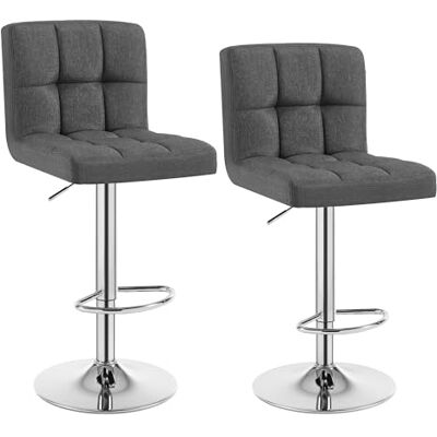 WOLTU Tabouret de Bar en Lin,Tabouret pivotant réglable,Gris Foncé WOLTU Tabouret de Bar en Lin,Tabouret pivotant réglable,Gris Foncé