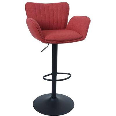 Mendler Tabouret de bar HWC-M67 en tissu Rouge et pied noir Chaise pivotante avec accoudoir, repose-pieds, pivotante en fer Mendler Tabouret de bar HWC-M67 en tissu Rouge et pied noir Chaise pivotante avec accoudoir, repose-pieds, pivotante en fer