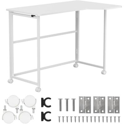 Maclean Bureau pliable avec roulettes 100 x 65 cm 50 kg 75 cm (blanc) Maclean Bureau pliable avec roulettes 100 x 65 cm 50 kg 75 cm (blanc)