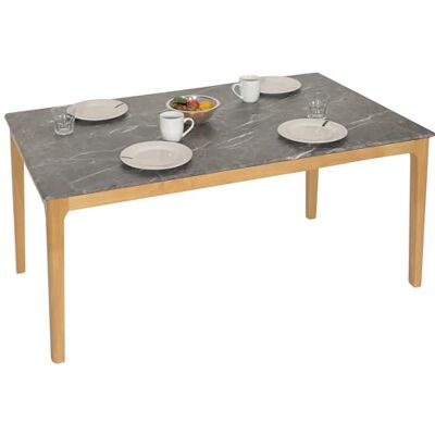 Mendler HWC-M55 Table de salle à manger en bois massif HDF stratifié mélamine 135 x 80 cm, aspect marbre/pierre, pieds clairs Mendler HWC-M55 Table de salle à manger en bois massif HDF stratifié mélamine 135 x 80 cm, aspect marbre/pierre, pieds clairs