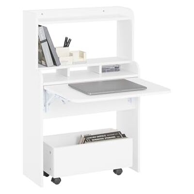 SoBuy FWT105-W Table pliante avec boîte de rangement et étagères pour bureau à domicile avec chariot de service BHT env. 64 x 98 x 64 cm Blanc SoBuy FWT105-W Table pliante avec boîte de rangement et étagères pour bureau à domicile avec chariot de service BHT env. 64 x 98 x 64 cm Blanc