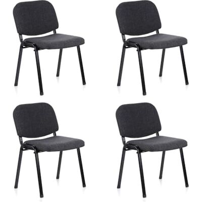 hjh OFFICE XT 600 704520 Lot de 4 chaises de conférence, empilables, rembourrées, structure en métal, housse en tissu Gris hjh OFFICE XT 600 704520 Lot de 4 chaises de conférence, empilables, rembourrées, structure en métal, housse en tissu Gris