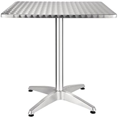Bolero Table Bistro carrée en acier inoxydable, gris, plateau en acier inoxydable et base en aluminium, 720(H)x700(L)x700(P)mm, CG834 Bolero Table Bistro carrée en acier inoxydable, gris, plateau en acier inoxydable et base en aluminium, 720(H)x700(L)x700(P)mm, CG834