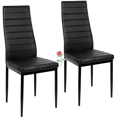LANTUS Lot de 2 chaises empilables, modèle pour cuisine, bar et salle à manger, structure robuste en acier, rembourrage et revêtement en cuir synthétique (noir) LANTUS Lot de 2 chaises empilables, modèle pour cuisine, bar et salle à manger, structure robuste en acier, rembourrage et revêtement en cuir synthétique (noir)