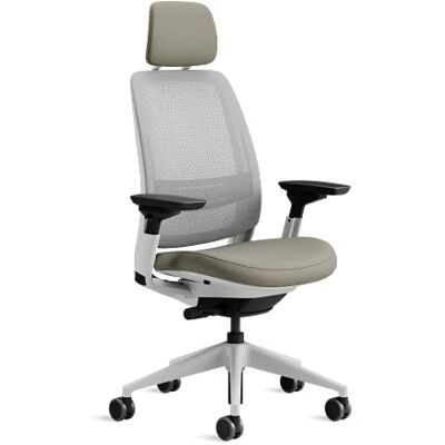 Steelcase Series 2 Chaise de Bureau Ergonomique, Réglable en Hauteur, Support Lombaire et Accoudoirs Réglables, Résille Dossier Gris Clair Respirante, Assise Beige/Grise Confortable + Têtière Réglable Steelcase Series 2 Chaise de Bureau Ergonomique, Réglable en Hauteur, Support Lombaire et Accoudoirs Réglables, Résille Dossier Gris Clair Respirante, Assise Beige/Grise Confortable + Têtière Réglable
