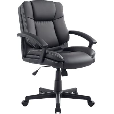 HOMCOM Chaise de Bureau Cuir PU pivotant Fauteuil Ordinateur PC Bureau Hauteur d'assise réglable (Noir) HOMCOM Chaise de Bureau Cuir PU pivotant Fauteuil Ordinateur PC Bureau Hauteur d'assise réglable (Noir)
