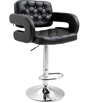 HOMCOM Tabouret de Bar pivotant à 360°, Chaise de Bar réglable en Hauteur avec Dossier, Repose-Pieds et accoudoirs, Chaise Haute Cuisine, Salle à Manger, comptoir, Noir HOMCOM Tabouret de Bar pivotant à 360°, Chaise de Bar réglable en Hauteur avec Dossier, Repose-Pieds et accoudoirs, Chaise Haute Cuisine, Salle à Manger, comptoir, Noir