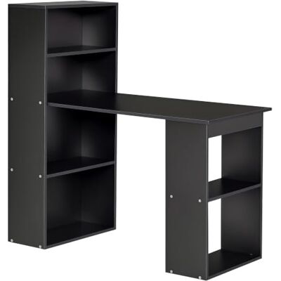 HOMCOM Bureau Informatique Bureau avec Rangement 120 x 55 x 120 cm Noir 6 Compartiments Ouverts, Table d'Ordinateur pour Chambre, Studio HOMCOM Bureau Informatique Bureau avec Rangement 120 x 55 x 120 cm Noir 6 Compartiments Ouverts, Table d'Ordinateur pour Chambre, Studio