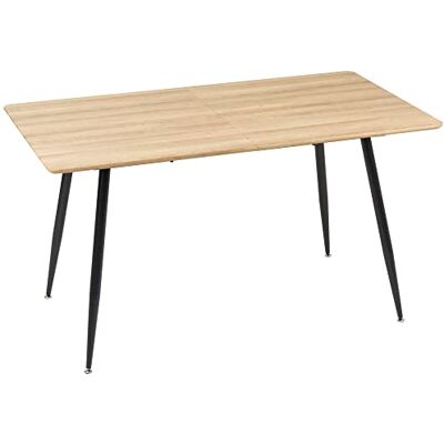 HOMCOM Table Rectangulaire Cuisine 140 cm 4 Personnes Plateau Bois Éffect Table Salle à Manger 4 Pieds Acier Naturel Noir HOMCOM Table Rectangulaire Cuisine 140 cm 4 Personnes Plateau Bois Éffect Table Salle à Manger 4 Pieds Acier Naturel Noir