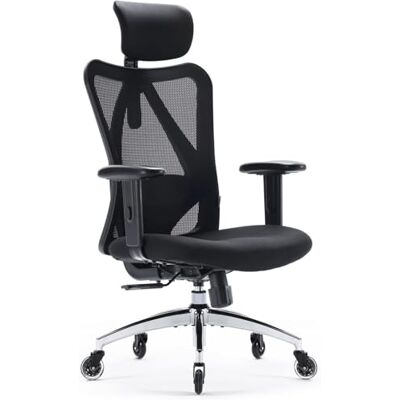 SIHOO Chaise de bureau ergonomique, chaise d'ordinateur à dossier haut, appuie-tête réglable et soutien lombaire, mise à niveau vers roues à roulettes (noir) SIHOO Chaise de bureau ergonomique, chaise d'ordinateur à dossier haut, appuie-tête réglable et soutien lombaire, mise à niveau vers roues à roulettes (noir)