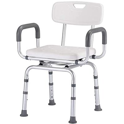 FUYAO Chaise de douche pivotante très résistante avec accoudoirs et dossier Tabouret de douche antidérapant et portable Banc de douche réglable FUYAO Chaise de douche pivotante très résistante avec accoudoirs et dossier Tabouret de douche antidérapant et portable Banc de douche réglable
