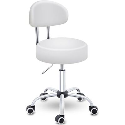 TRESKO Tabouret de travail Tabouret à roulettes avec dossier réglable de 47 à 60 cm Tabouret rotatif à roulettes Chaise de bureau tabouret pivotant rotatif cosmétique TRESKO Tabouret de travail Tabouret à roulettes avec dossier réglable de 47 à 60 cm Tabouret rotatif à roulettes Chaise de bureau tabouret pivotant rotatif cosmétique