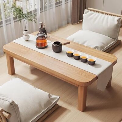 JYHUHGRG Table basse rectangulaire de style japonais, table basse rectangulaire, table basse tatami, table à manger basse, en bambou, adaptée pour s'asseoir, méditation, manger, pra spirituel, couleur bûche JYHUHGRG Table basse rectangulaire de style japonais, table basse rectangulaire, table basse tatami, table à manger basse, en bambou, adaptée pour s'asseoir, méditation, manger, pra spirituel, couleur bûche