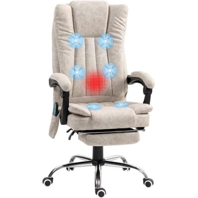 Vinsetto Fauteuil de Bureau Massant et Chauffant Ergonomique Crème Chaise de Bureau, Hauteur Réglable, Dossier Inclinable, Repose-Pied, Télécommande Filaire, Pivotant 360° Vinsetto Fauteuil de Bureau Massant et Chauffant Ergonomique Crème Chaise de Bureau, Hauteur Réglable, Dossier Inclinable, Repose-Pied, Télécommande Filaire, Pivotant 360°