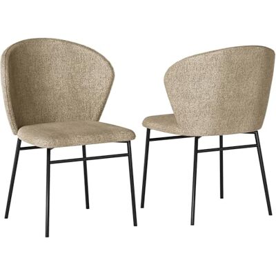 HOMCOM Lot de 2 chaises de Salle à Manger, Chaise de Cuisine, Assise rembourrée en Tissu Aspect Lin, Pieds en Acier Stable, Chaise de Salle de Bureau, Design Moderne, Marron Clair HOMCOM Lot de 2 chaises de Salle à Manger, Chaise de Cuisine, Assise rembourrée en Tissu Aspect Lin, Pieds en Acier Stable, Chaise de Salle de Bureau, Design Moderne, Marron Clair