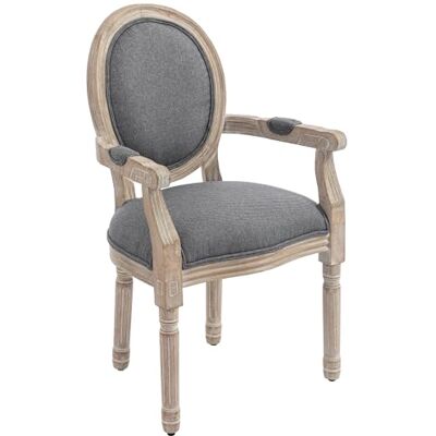 HOMCOM Chaise de Salle à Manger Chaise de Salon médaillon Style Louis XVI Bois Massif patiné sculpté Tissu Lin Gris HOMCOM Chaise de Salle à Manger Chaise de Salon médaillon Style Louis XVI Bois Massif patiné sculpté Tissu Lin Gris