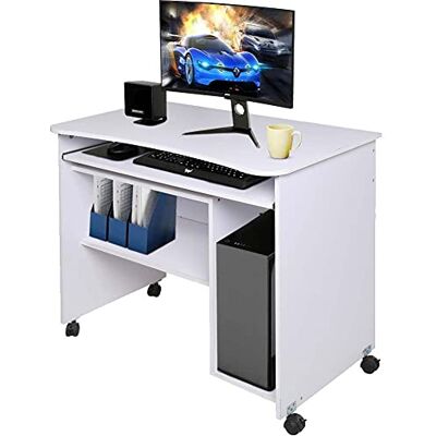 BAKAJI Bureau avec porte-documents extractible étagère inférieure et compartiment pourpre ordinateur table de travail porte PC en bois MDF avec 4 roues décor maison bureau chambre moderne (blanc) BAKAJI Bureau avec porte-documents extractible étagère inférieure et compartiment pourpre ordinateur table de travail porte PC en bois MDF avec 4 roues décor maison bureau chambre moderne (blanc)