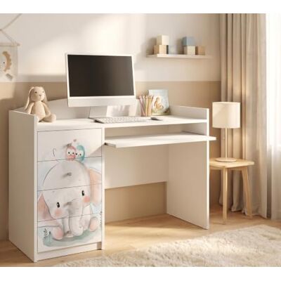 Happy Babies Grand bureau pour enfant, blanc, 125 x 60 cm, avec 4 tiroirs, bureau d'étudiant pour garçons et filles, table d'apprentissage avec motif au choix (n° 399) Happy Babies Grand bureau pour enfant, blanc, 125 x 60 cm, avec 4 tiroirs, bureau d'étudiant pour garçons et filles, table d'apprentissage avec motif au choix (n° 399)