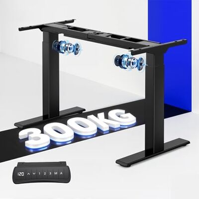 FLEXISPOT E300-BIG MAX Support de bureau réglable en hauteur avec double moteur, capacité de charge de 300 kg, idéal pour les grands plateaux de table et stations de travail multi-écrans, noir FLEXISPOT E300-BIG MAX Support de bureau réglable en hauteur avec double moteur, capacité de charge de 300 kg, idéal pour les grands plateaux de table et stations de travail multi-écrans, noir