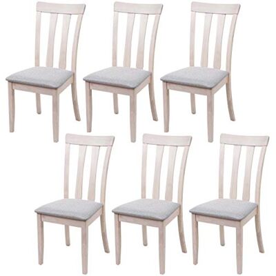 Mendler Lot de 6 chaises de cuisine salle de séjour HWC-G46 bois massif structure claire coussin gris Mendler Lot de 6 chaises de cuisine salle de séjour HWC-G46 bois massif structure claire coussin gris