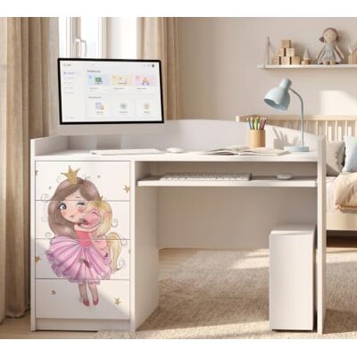 Happy Babies Grand bureau pour enfant, blanc, 125 x 60 cm, avec 4 tiroirs, bureau d'étudiant pour garçons et filles, table d'apprentissage avec motif au choix (n° 398) Happy Babies Grand bureau pour enfant, blanc, 125 x 60 cm, avec 4 tiroirs, bureau d'étudiant pour garçons et filles, table d'apprentissage avec motif au choix (n° 398)