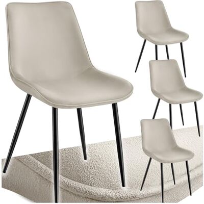 tectake ® Chaises de salle à manger effet velours, lot de 4 Chaises de salon ergonomiques Chaise de cuisine confortable pour salon Chaises design moderne Crème tectake ® Chaises de salle à manger effet velours, lot de 4 Chaises de salon ergonomiques Chaise de cuisine confortable pour salon Chaises design moderne Crème