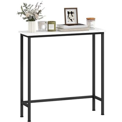 HOMCOM Console meuble 75 cm, table console plateaux en effet marbre, cadre en métal, style moderne, table d'entrée, couloir, salon, petits espaces, blanc et noir HOMCOM Console meuble 75 cm, table console plateaux en effet marbre, cadre en métal, style moderne, table d'entrée, couloir, salon, petits espaces, blanc et noir
