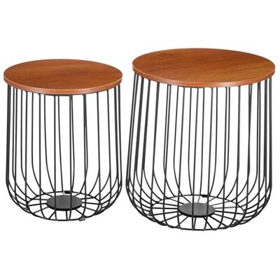 IDIMEX Lot de 2 Tables d'appoint ERRANO Tables à café Tables Basses Rondes Bouts de canapé Design Vintage Industriel,Rangement Panier en métal avec Plateau Amovible en MDF décor chêne Sauvage IDIMEX Lot de 2 Tables d'appoint ERRANO Tables à café Tables Basses Rondes Bouts de canapé Design Vintage Industriel,Rangement Panier en métal avec Plateau Amovible en MDF décor chêne Sauvage