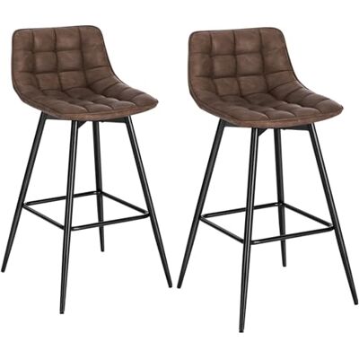 WOLTU Lot de 2 tabourets de bar en cuir synthétique souple avec pieds en métal Marron WOLTU Lot de 2 tabourets de bar en cuir synthétique souple avec pieds en métal Marron