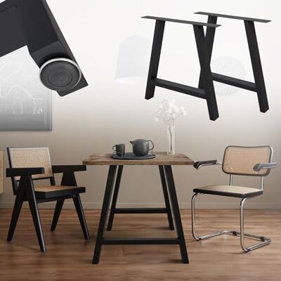 ECD Germany Set 2 Pieds de Table 70 x 72 cm A-Form Noir en Acier Revêtu de Poudre Pied de Meuble Banc Support Profil A Form Design Industriel pour Table à Manger de Salon Bureau ECD Germany Set 2 Pieds de Table 70 x 72 cm A-Form Noir en Acier Revêtu de Poudre Pied de Meuble Banc Support Profil A Form Design Industriel pour Table à Manger de Salon Bureau