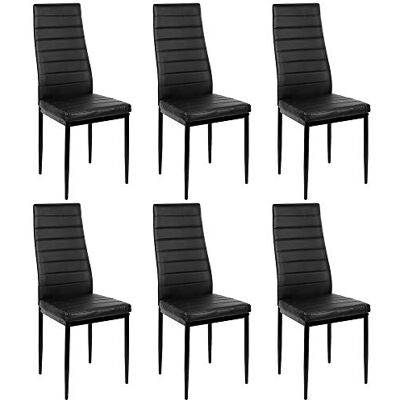 homewell Lot de 6 chaises de salle à manger modernes rembourrées confortables avec dossier pour cuisine et salle à manger, pieds en métal, chaises en cuir synthétique, 40 x 39 x 98 cm, noires homewell Lot de 6 chaises de salle à manger modernes rembourrées confortables avec dossier pour cuisine et salle à manger, pieds en métal, chaises en cuir synthétique, 40 x 39 x 98 cm, noires