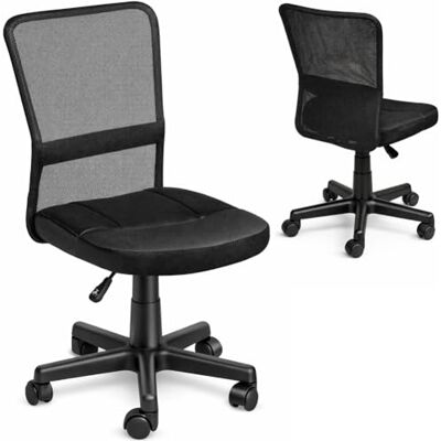 BAKAJI Chaise de bureau de chambre pivotante en tissu filet hauteur réglable avec roulettes (Noir) BAKAJI Chaise de bureau de chambre pivotante en tissu filet hauteur réglable avec roulettes (Noir)