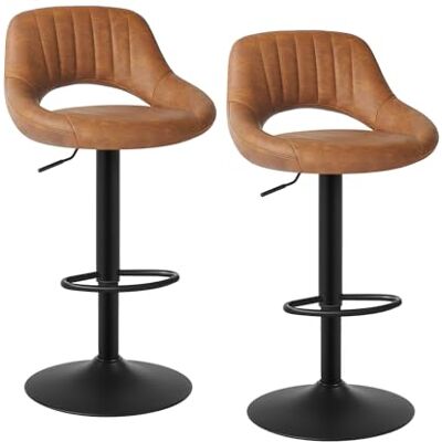 EUGAD Tabouret de bar rotatif avec dossier et repose-pieds Marron EUGAD Tabouret de bar rotatif avec dossier et repose-pieds Marron