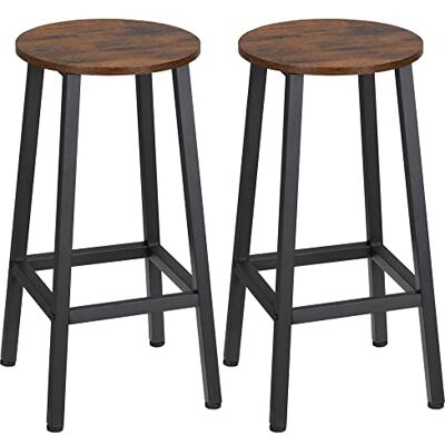 HOMCOM Lot de 2 tabourets de Bar, chaises de Bar, tabourets de Cuisine Hauts 65H cm avec Repose-Pieds, Structure en Acier, Brun Rustique et Noir HOMCOM Lot de 2 tabourets de Bar, chaises de Bar, tabourets de Cuisine Hauts 65H cm avec Repose-Pieds, Structure en Acier, Brun Rustique et Noir