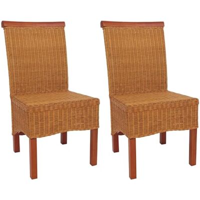 Mendler M42AM Lot de 2 chaises de salle à manger en rotin sans coussin d'assise Mendler M42AM Lot de 2 chaises de salle à manger en rotin sans coussin d'assise