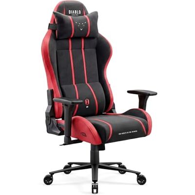 Diablo chaise gaming grande taille ergonomique fauteuil gamer robuste jusqu’à 160 kg tissu respirant dossier inclinable 140 degrés accoudoirs réglables soutien lombaire bureau confort Bloody Mary Diablo chaise gaming grande taille ergonomique fauteuil gamer robuste jusqu’à 160 kg tissu respirant dossier inclinable 140 degrés accoudoirs réglables soutien lombaire bureau confort Bloody Mary