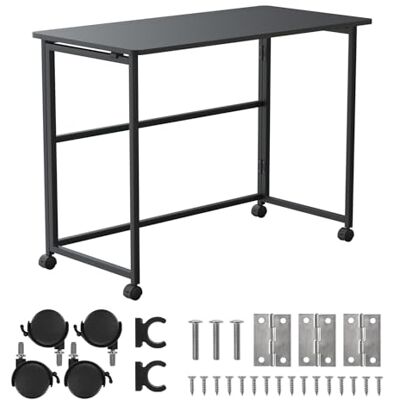 Maclean Bureau pliant MC-1250 B avec roulettes plateau 100x50 cm charge 50 kg pliage rapide hauteur 75 cm table mobile compacte noire pour ordinateur télétravail étude bureau maison studio Maclean Bureau pliant MC-1250 B avec roulettes plateau 100x50 cm charge 50 kg pliage rapide hauteur 75 cm table mobile compacte noire pour ordinateur télétravail étude bureau maison studio