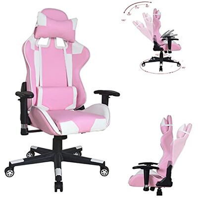 VDD Chaise de bureau chaise gaming Thomas chaise style gaming racing blanc rose VDD Chaise de bureau chaise gaming Thomas chaise style gaming racing blanc rose