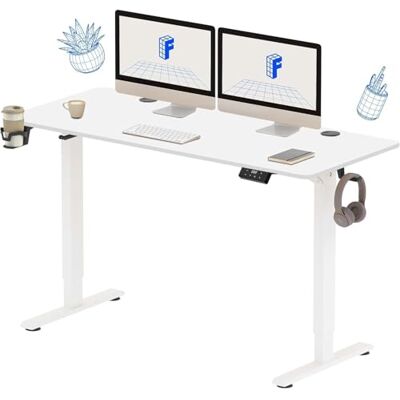 FLEXISPOT Bureau Assis Debout, Plateau de Une Pièce 110x54cm, Table Réglable en Hauteur Électrique, Panneau de Contrôle à Fonctions Mémoires, Assemblage Facile(Blanc+ Blanc) FLEXISPOT Bureau Assis Debout, Plateau de Une Pièce 110x54cm, Table Réglable en Hauteur Électrique, Panneau de Contrôle à Fonctions Mémoires, Assemblage Facile(Blanc+ Blanc)