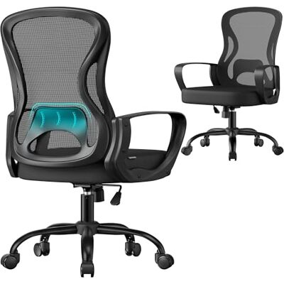SONGMICS Chaise de bureau ergonomique pivotante en maille avec support lombaire, fonction à bascule, accoudoirs, pour bureau à domicile, chambre à coucher, noir encre OBN043BH03 SONGMICS Chaise de bureau ergonomique pivotante en maille avec support lombaire, fonction à bascule, accoudoirs, pour bureau à domicile, chambre à coucher, noir encre OBN043BH03