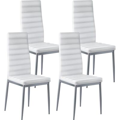 VEVOR Chaise de salle à manger moderne 465 x 405 x 970 mm Élégante chaise latérale rembourrée en cuir, 4 pièces, assise confortable, capacité de charge 136 kg avec coussins épais et pieds en métal VEVOR Chaise de salle à manger moderne 465 x 405 x 970 mm Élégante chaise latérale rembourrée en cuir, 4 pièces, assise confortable, capacité de charge 136 kg avec coussins épais et pieds en métal