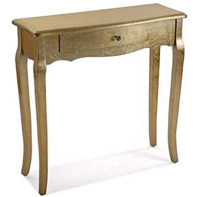 Versa Cagliari Hall étroit ou vestibule Hall d'entrée Meuble, Table de console, avec 1 tiroir, Dimensions (H x L x H) 80 x 30 x 80 cm, Bois, Couleur Or Versa Cagliari Hall étroit ou vestibule Hall d'entrée Meuble, Table de console, avec 1 tiroir, Dimensions (H x L x H) 80 x 30 x 80 cm, Bois, Couleur Or