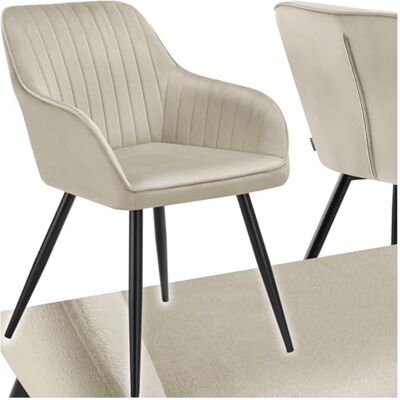tectake ® Chaise en velours avec motif cousu Chaise de salle à manger en velours Chaise de cuisine moderne Fauteuil confortable pour salon, salle à manger, salon ou coiffeuse Crème/noir tectake ® Chaise en velours avec motif cousu Chaise de salle à manger en velours Chaise de cuisine moderne Fauteuil confortable pour salon, salle à manger, salon ou coiffeuse Crème/noir