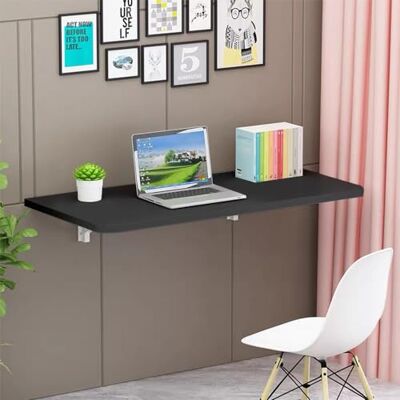 WODFARR Table murale pliante en bois Table de cuisine murale pliante Table flottante Bureau d'ordinateur B 80 x 50 x 1,6 cm Noir WODFARR Table murale pliante en bois Table de cuisine murale pliante Table flottante Bureau d'ordinateur B 80 x 50 x 1,6 cm Noir