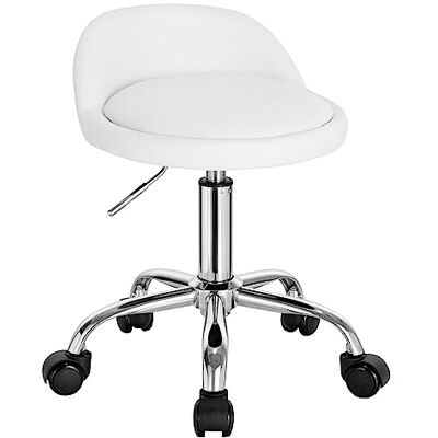 WOLTU Chaise de bureau en cuir synthétique, chaise de bureau sans accoudoirs, tabouret pivotant pour salon de massage SPA, tabouret de coiffeuse, blanc BS133ws WOLTU Chaise de bureau en cuir synthétique, chaise de bureau sans accoudoirs, tabouret pivotant pour salon de massage SPA, tabouret de coiffeuse, blanc BS133ws