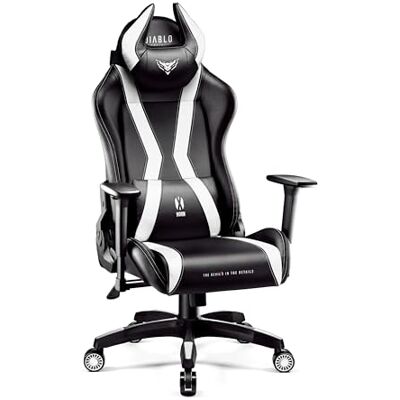 Diablo X-Horn Chaise Gaming Siege Fauteuil Bureau Accoudoirs 3D Design Ergonomique Oreiller Cou Coussin Lombaire Skaï Fonction d'inclinaison noir-blanc Normal (L) Diablo X-Horn Chaise Gaming Siege Fauteuil Bureau Accoudoirs 3D Design Ergonomique Oreiller Cou Coussin Lombaire Skaï Fonction d'inclinaison noir-blanc Normal (L)