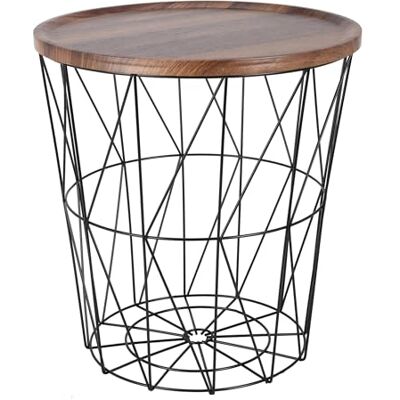 Spetebo Roostermand Table d'appoint en métal 39 cm Noir Table en osier aspect bois Plateau de table marron Petite table décorative avec panier de rangement Table basse Table basse Table Spetebo Roostermand Table d'appoint en métal 39 cm Noir Table en osier aspect bois Plateau de table marron Petite table décorative avec panier de rangement Table basse Table basse Table