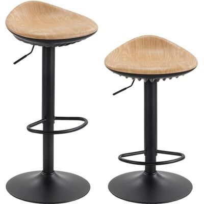 HOMCOM Lot de 2 tabourets de Bar, chaises de Bar réglables en Hauteur, Repose-Pieds, pivotant 360°, Assise Selle Effet Bois en PU, Base en Acier, pour Salle à Manger, comptoir, 40x40x63-84cm, chêne HOMCOM Lot de 2 tabourets de Bar, chaises de Bar réglables en Hauteur, Repose-Pieds, pivotant 360°, Assise Selle Effet Bois en PU, Base en Acier, pour Salle à Manger, comptoir, 40x40x63-84cm, chêne