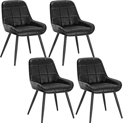 WOLTU Lot de 4 Chaises de Salle à Manger,Similicuir,Noir Brillant WOLTU Lot de 4 Chaises de Salle à Manger,Similicuir,Noir Brillant