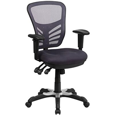 Flash Furniture Fauteuil de Bureau Ergonomique pivotant Multifonction en Maille avec accoudoirs réglables, Mousse Nylon et Acier, Gris foncé, Set of 1 Flash Furniture Fauteuil de Bureau Ergonomique pivotant Multifonction en Maille avec accoudoirs réglables, Mousse Nylon et Acier, Gris foncé, Set of 1